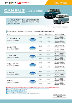 Webカタログ ムーヴキャンバス ecoIDLE非装着車カタログ【ダイハツ】
